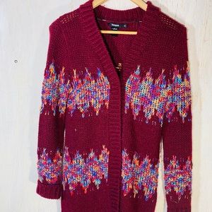 Desigual cable knit multi color cardigan sweater